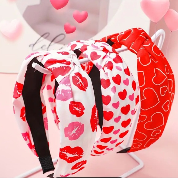 Other - Heart and Lip Print Headbands Set